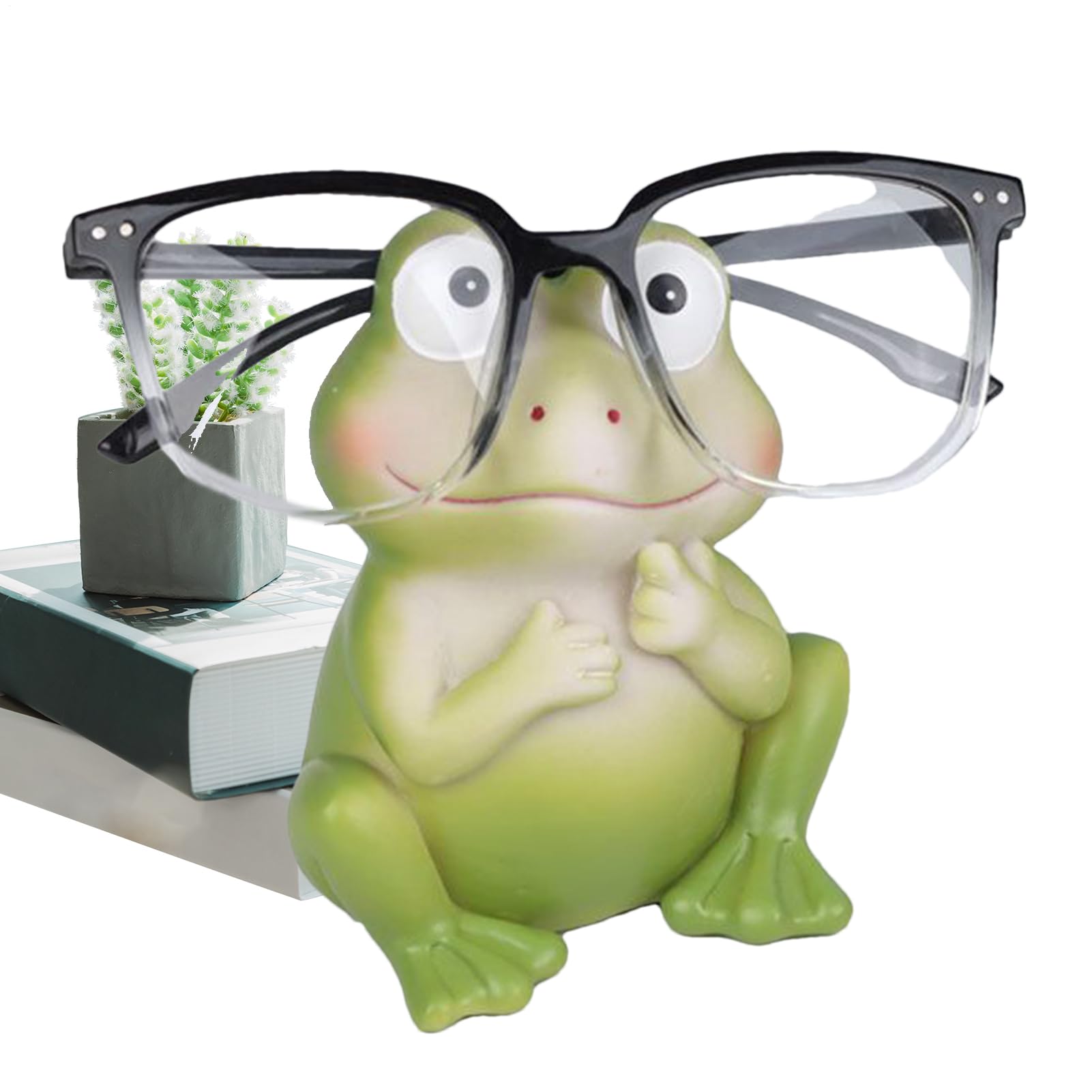 JARPSIRY Support de lunettes de soleil amusant en résine avec figurine de grenouille mignonne pour bureau, table de chevet, décoration de bureau à domicile, cadeau