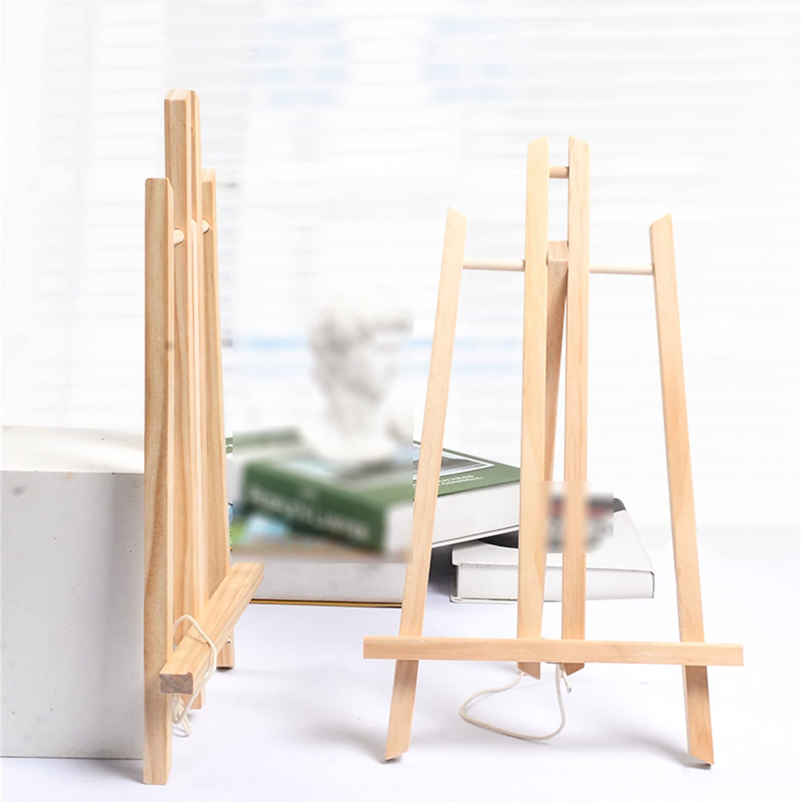 Cavalletto Piccolo Pieghevole per Arte, Mini cavalletto in Legno, cavalletto da Tavolo, espositore per fiere Artigianali, Matrimoni - 30/40