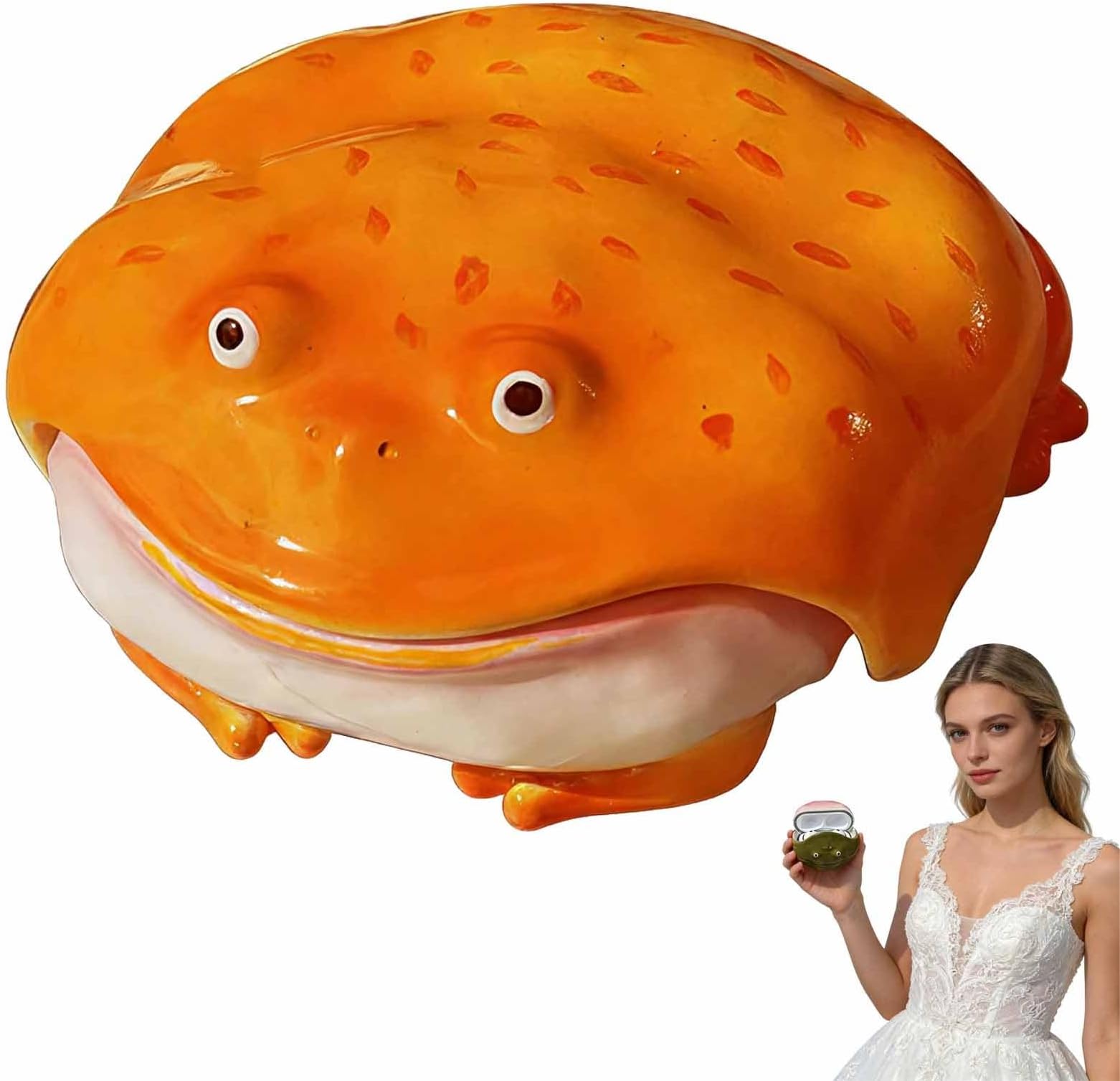 Frog Airpod Case, Handmade Frog Wireless Earphone Protector Case Cover Crown Bow Tie Frogs Earphone Cases Animal Funny Quirky Earbuds Cases for Air Pods 4 Pro 2 3(Yellow A,AirPods 3)