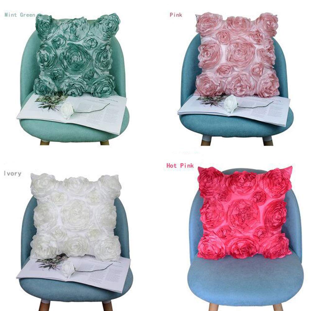 SeptCity Fundas de Almohada Decorativas para sofá, Funda de cojín romántica de satén Rosa, Boda, Fiesta, decoración del hogar, Regalo para el hogar (Juego de 2) (Rosa Intenso)