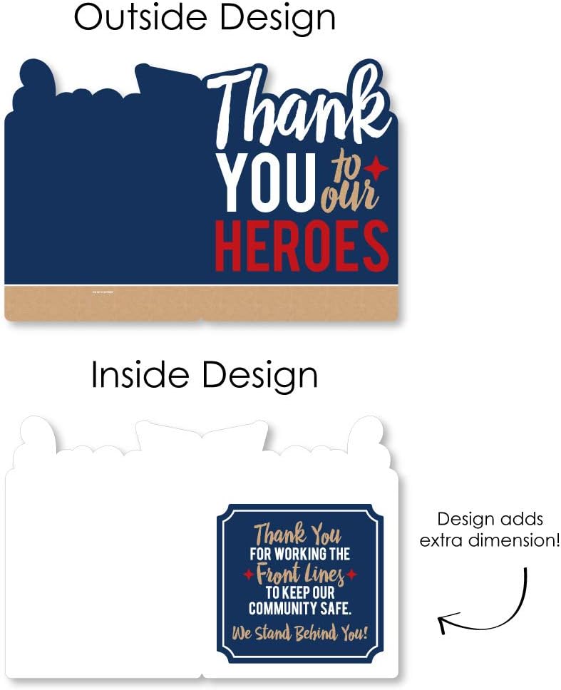 Big Dot of Happiness Thank You to Our Heroes - Appreciation Giant Greeting Card - Big Shaped Jumborific Card - 16.5 x 22 inches