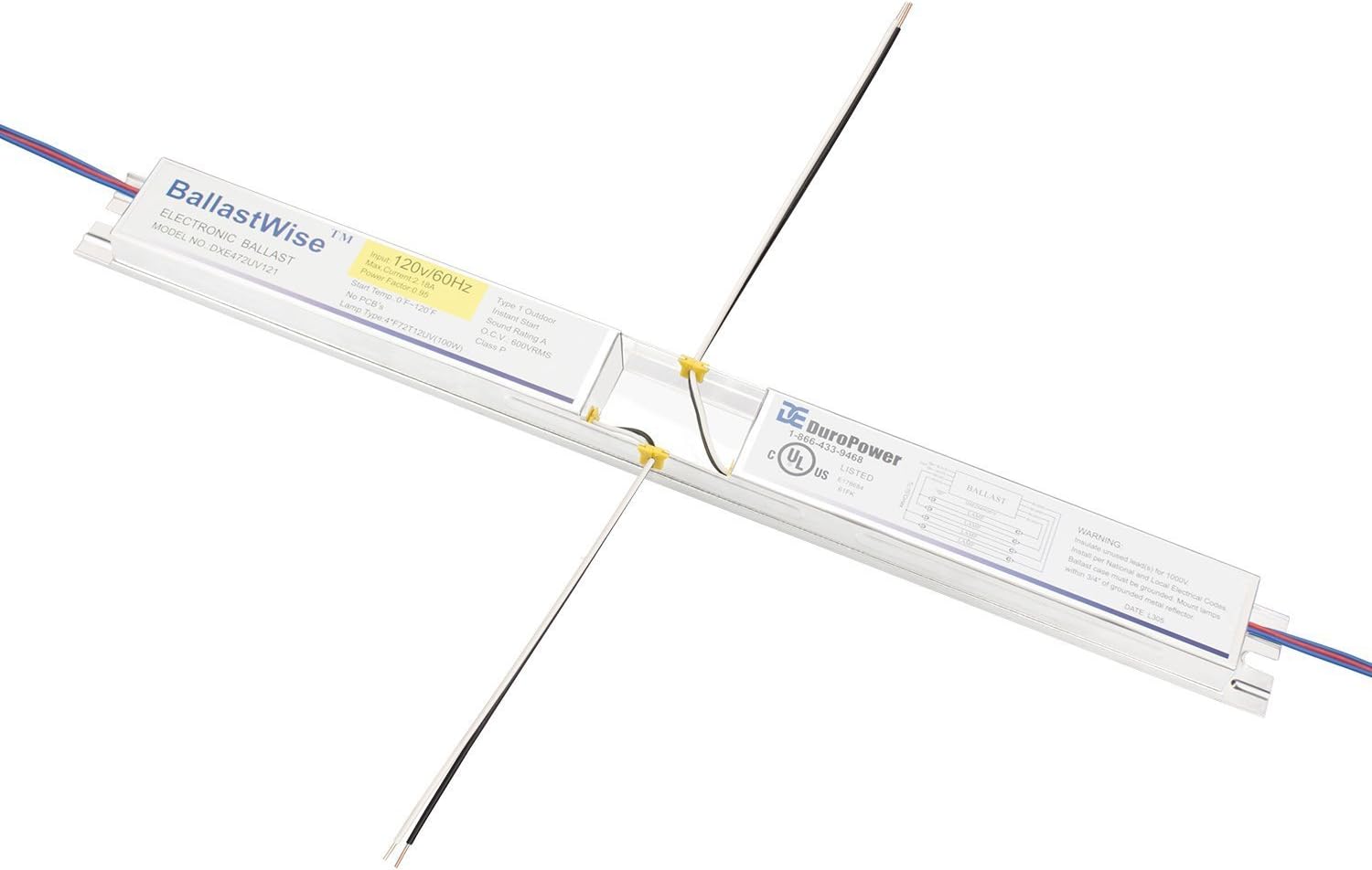BallastWise DXE472UV121 Ballast Operate 4 F72T12UV x 100W T12 UV 6Ft Tubes for Your 120V Input