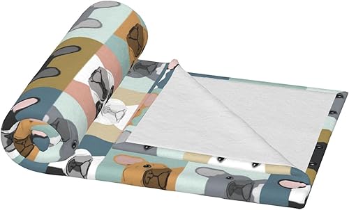 Miniatura 2 de Bonita manta de bulldog francés para niños y adultos, suave y ligera manta de bulldog francés de 50 x 60 pulgadas para sofá, cama, decoración del