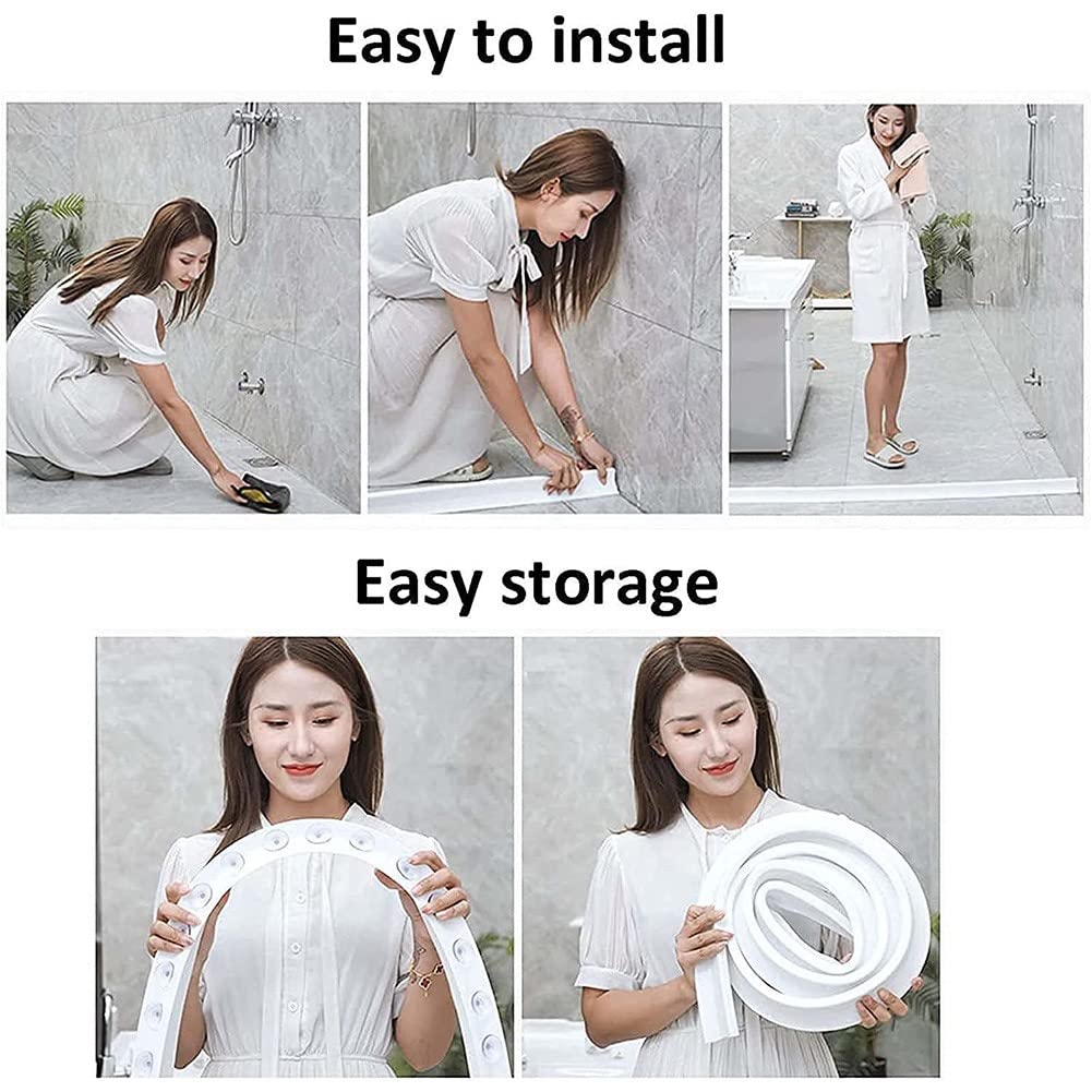Barrera de Agua de Silicona,Ducha Presa de Puerta Plegable,Tira de Retención de Impermeable Autoadhesiva,Accesorios para Lavabo del Fregadero del Baño De La Cocina del Hogar