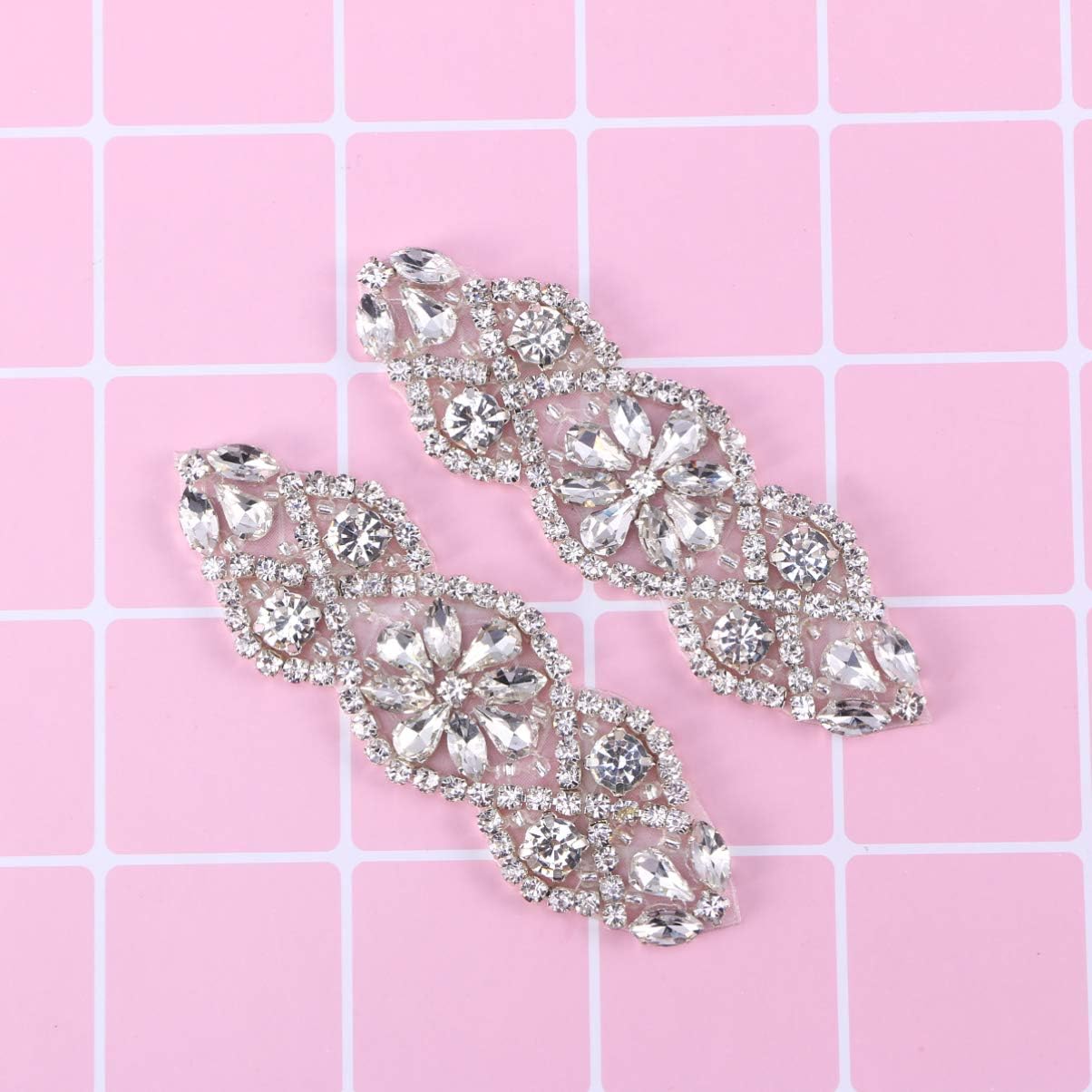 HEALLILY Rhinestone Bridal Waist Seal Crystal Applique Wedding Dress Belt for Bride Evening Prom Accessories 3.9X1.2 Inch - Image 5