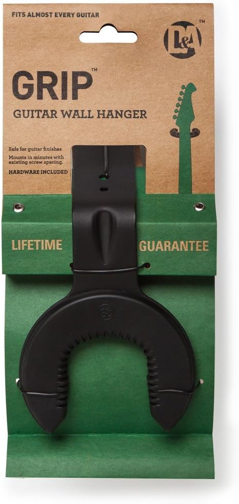 Grip: Professional Grade Guitar Wall Mount – Sturdy Metal Construction, Adjustable Hanger Hook for Electric Acoustic Bass Guitars - Easy Install Into Any Wall, Screws Included