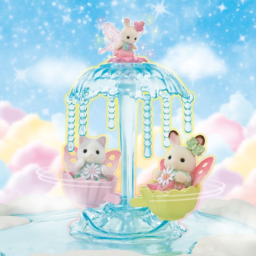 Sylvanian Families - 5824 Himmlisches Feenschloss, Spielset mit Tierfigur, Schokoladenhasen Baby, Blumenfee, samtige Tierfiguren, Spielzeug für Kinder ab 3 Jahren