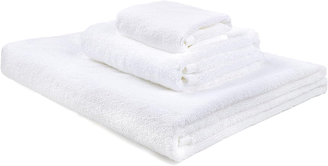 Aspire 8 Pack Bathroom Set, 2 Extra Large Bath, 2 Hand Towels, 4 Washcloths, 100% Cotton, for Bathroom, Hotel Spa-White