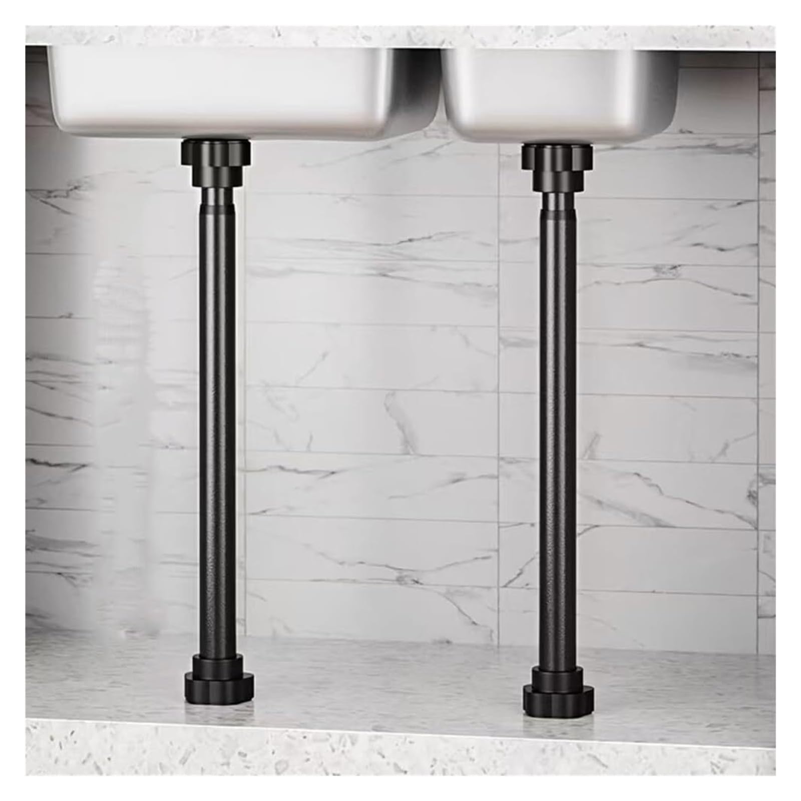 Jfgctyhxy Black 2 Pcs Sink Support Pole Drill Freesink Legs Stainless Steel(Height 40 55Cm)