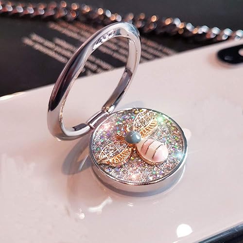 Soporte de anillo giratorio de 360 para teléfono celular con diseño de abeja de moda, soporte trasero de diamante brillante compatible con iPhone