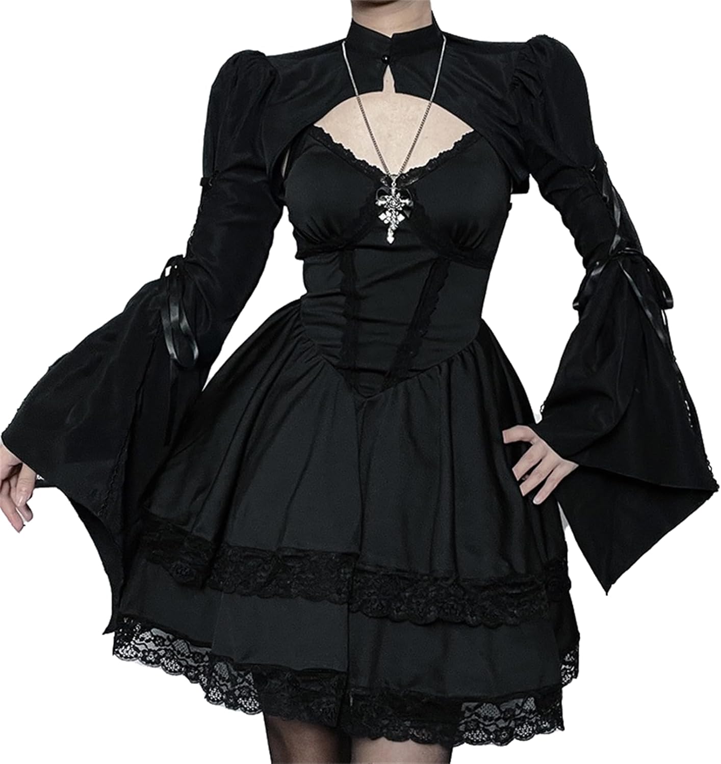 TOMETO STAR Bolero Shrug Tops for Women Goth Flare Sleeve Shrugs