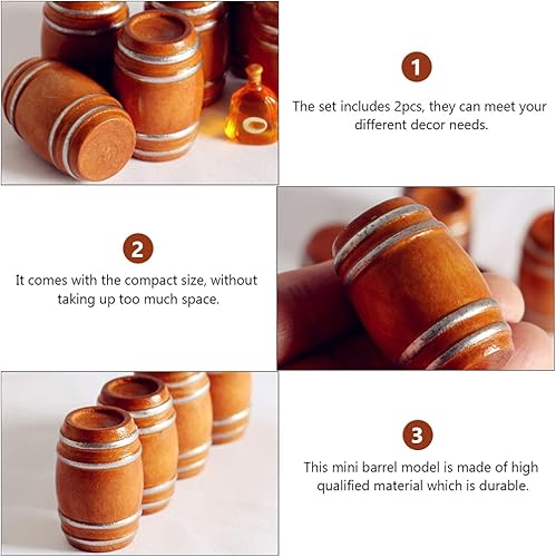 Miniatura 3 de NUOBESTY 2 mini contenedores de barril de madera para pepinillos para miniaturas, modelos a escala, fabricación de mini trenes