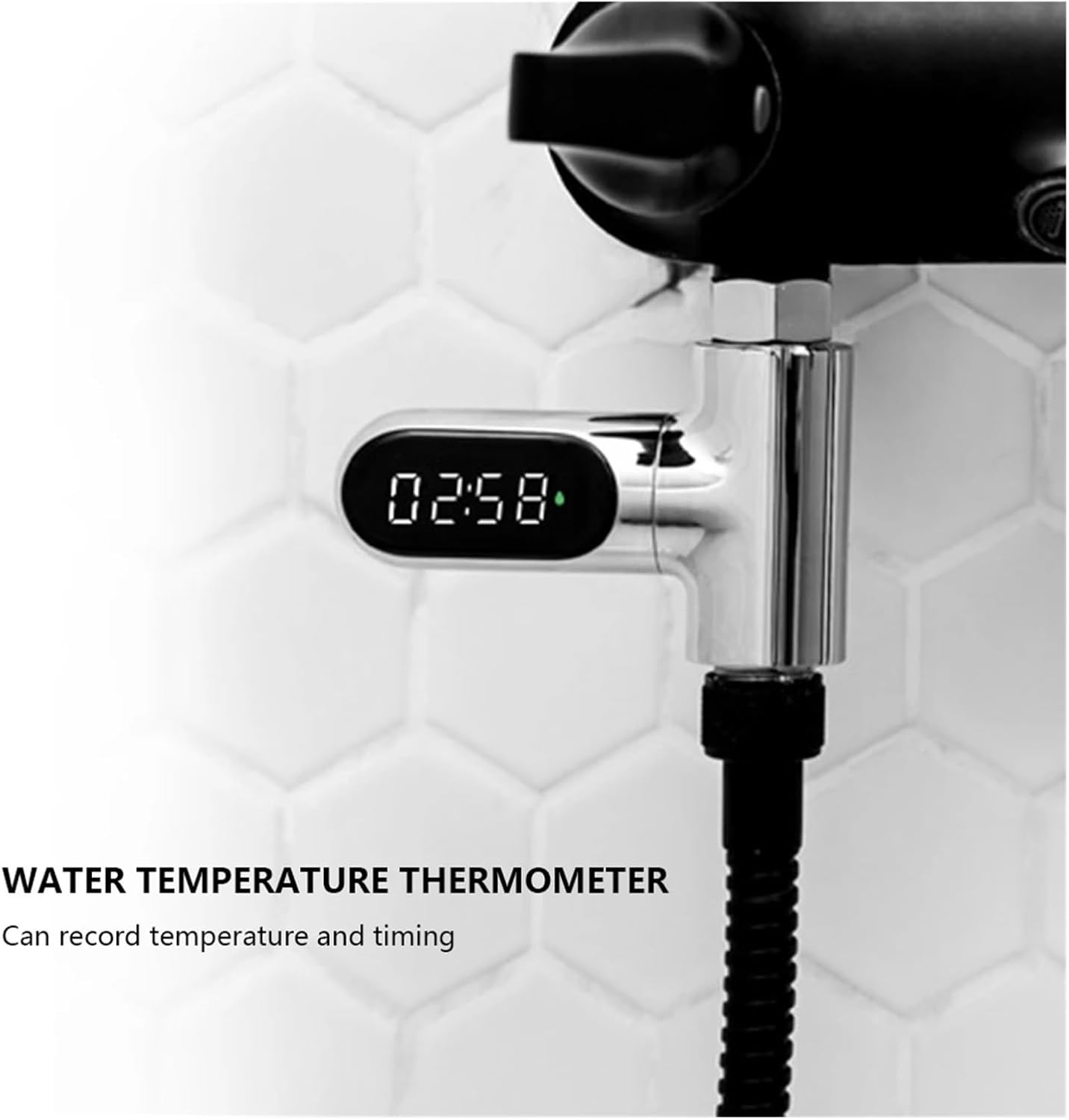Digital Gauge. 2Pcs LED Display Water Shower Thermometer Self-Generating Electricity Water Temperature Monitoring Baby Care Smart Temperature Meter .LED Faucet Thermomete
