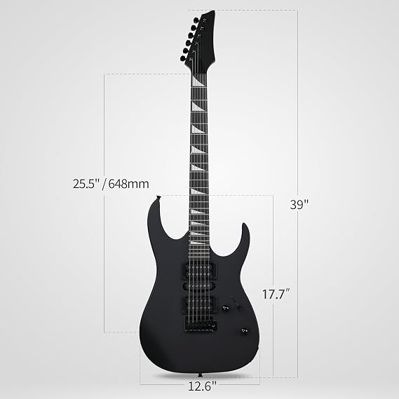 Bonnlo 39 Electric Guitar Beginner Kit with 20W Amp, HSH Pickups Electric Guitars with Cable Strap Picks Bag, Full Accessories for Beginner (Matte Black)