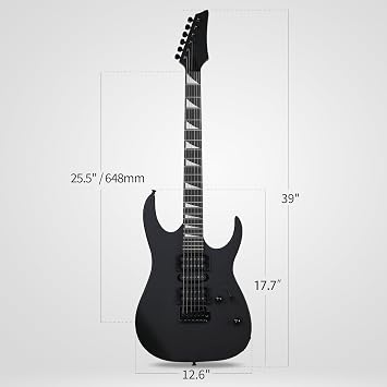 Bonnlo 39 Electric Guitar Beginner Kit with 20W Amp, HSH Pickups Electric Guitars with Cable Strap Picks Bag, Full Accessories for Beginner (Matte Black)