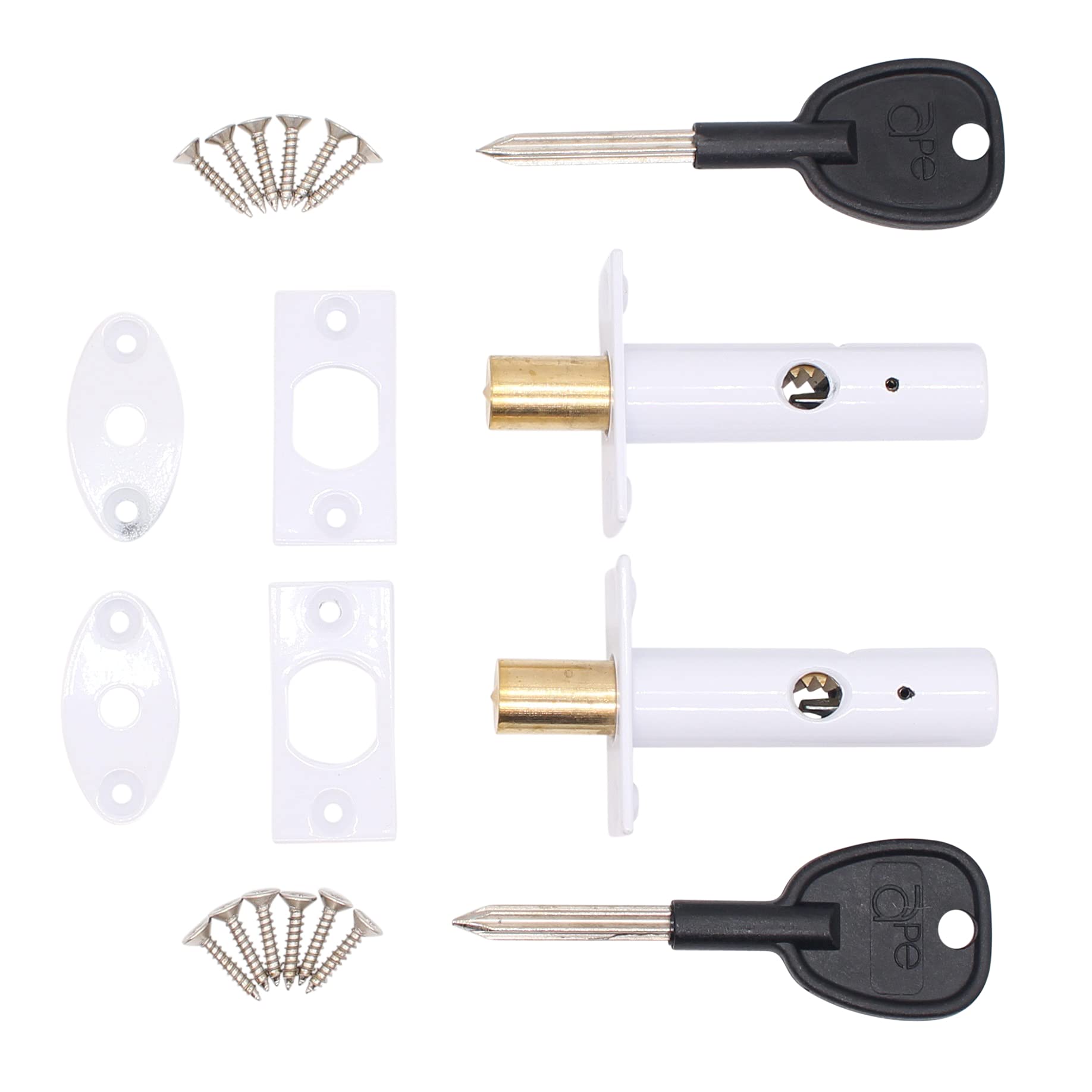 Eai White Door Mortice Rack Bolts | | Pack Of 2 + 2 Star Keys
