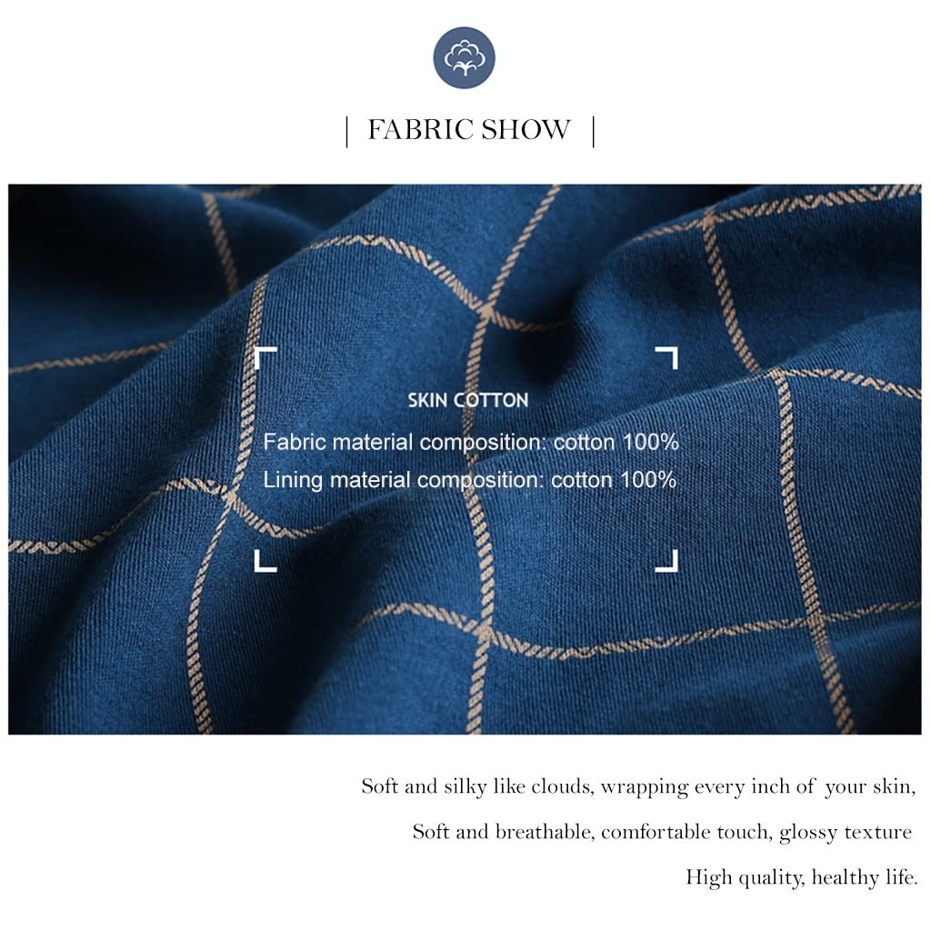 MTFBQ Peignoir Hommes Long Coton Spa Robes Douche en Plein Air Mode Pyjamas Robes De Chambre À Manches Longues Printemps Et Automne Vêtements De Détente (Color : Gray Plaid, Size : 4XL-128cm)