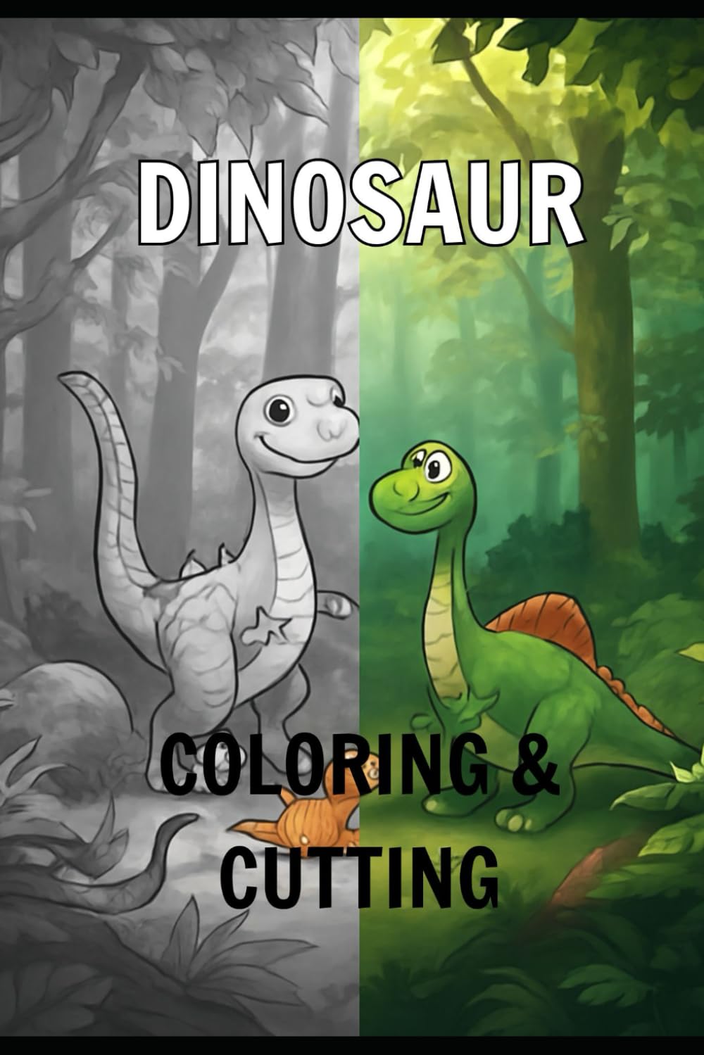 Dinosaur: Coloring & cutting