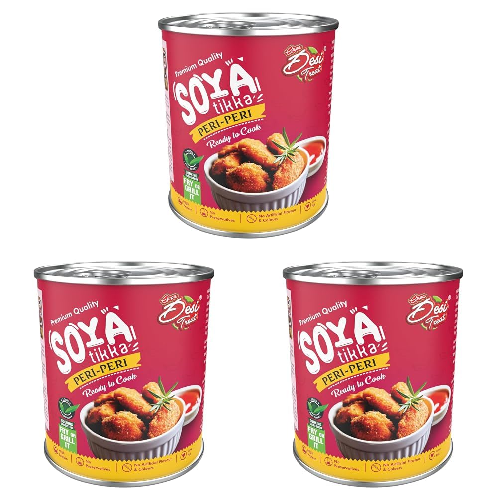 Desi Treat Peri Peri Soya Tikka – Ready to Cook | Spicy & Tangy Vegetarian Snack with Mixed Herbs and Authentic Peri Peri Spices for Parties & Quick Meals – 800g Pack | No Preservatives (Pack of 3)-image-13