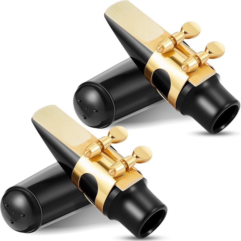 2 Set 4C Alto Saxophone Mouthpiece Kit with 2.5 Reeds, Caps and Ligatures | Designed for E Flat Alto Sax Players with Easy Response and Comfortable Feel, Ideal for Beginners, Students and Spare Use