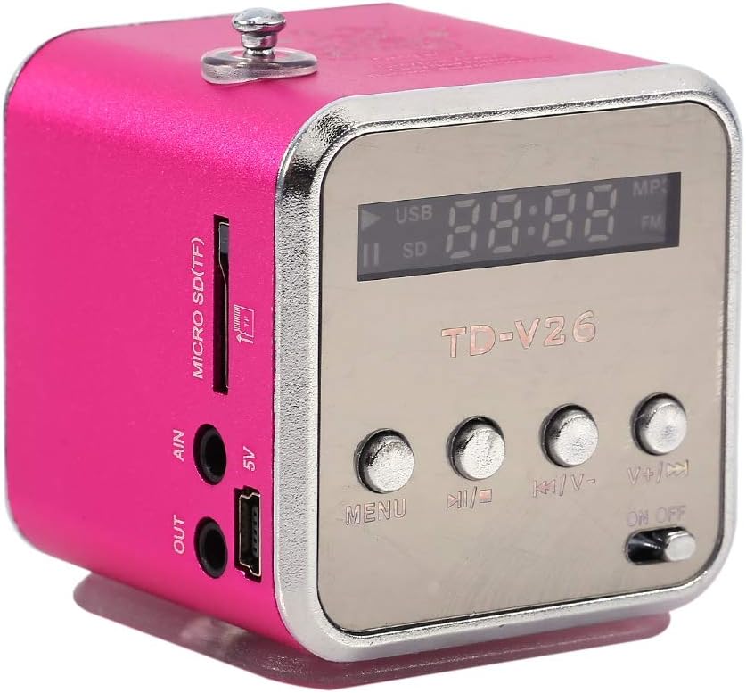 Sponsored Ad – Cuifati Mini Speaker Music Player Portable Light-weight FM Radio Stereo PC Fashion Support TF card and U disk Plug abd Play Support FAT16 / FAT32 file system(Rose)