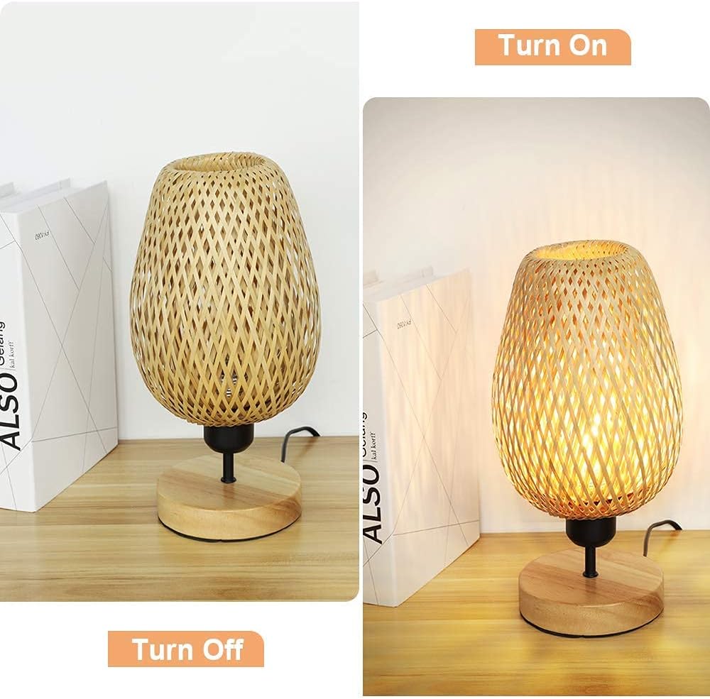 DINGLILIGHTING DLLT Small Desk Lamp Table Lamps Decorative Vintage Wooden Table Lamp with Shade, Rustic Table Night Light with Anti-Slip Pad for Bedroom, Study Room, Cafe, Bookcase, E26 Blub Included