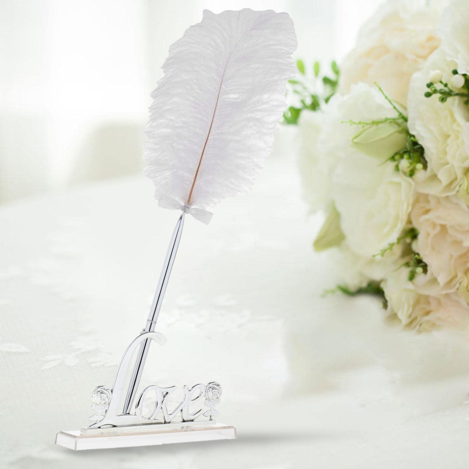 Generic Wedding Signing Pen Set Supporto Portapenne Decorativo Composizione Elegante Materiale di Pregio Adatta per Matrimoni Cerimonie