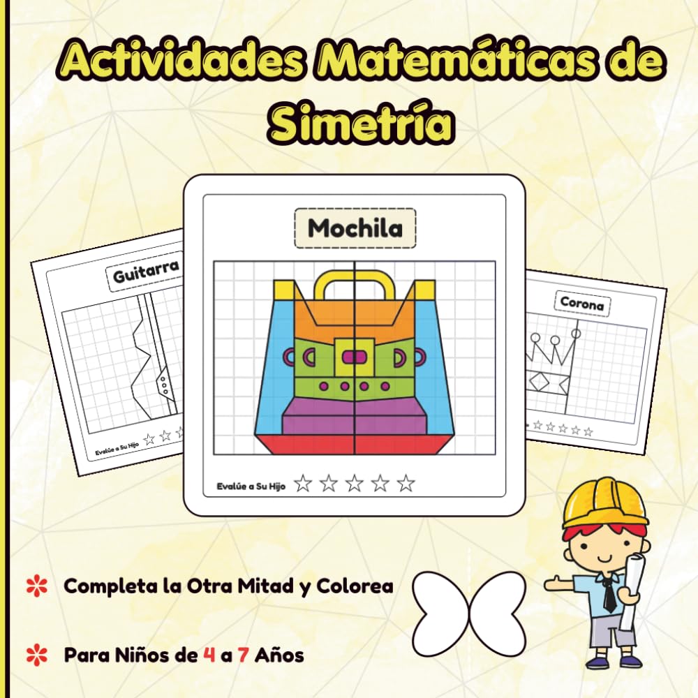 Actividades Matemáticas de Simetría: Completa la Otra Mitad y Colorea – Actividades Divertidas de Simetría para Niños de 4 a 7 Años