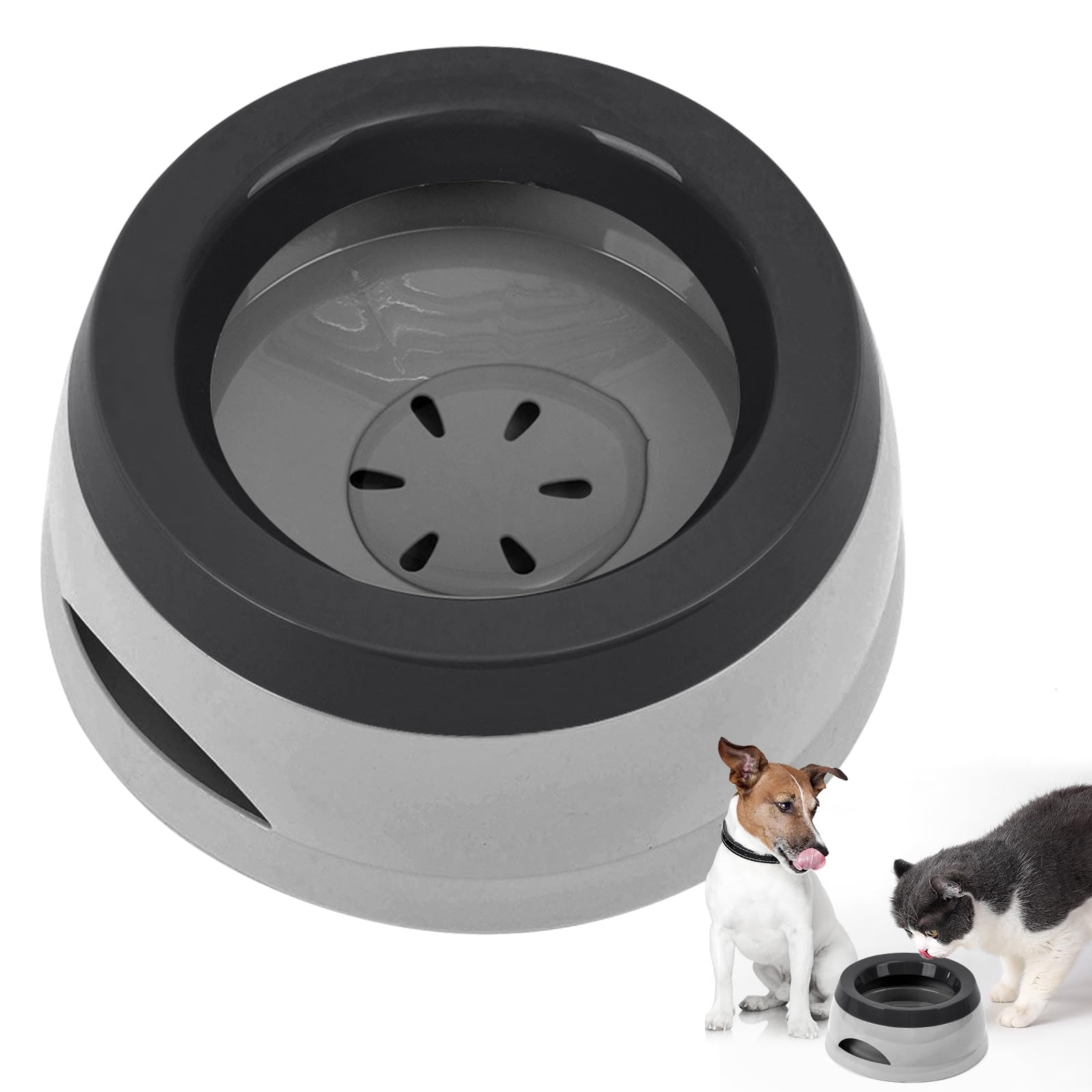 Cuencos de Viaje para Perros, 750ML Antigoteo Comedero de Agua para Perros, Protección Contra Salpicaduras Dispensador de Agua Comederos y Bebederos Perro Gato Mascotas (Gris)