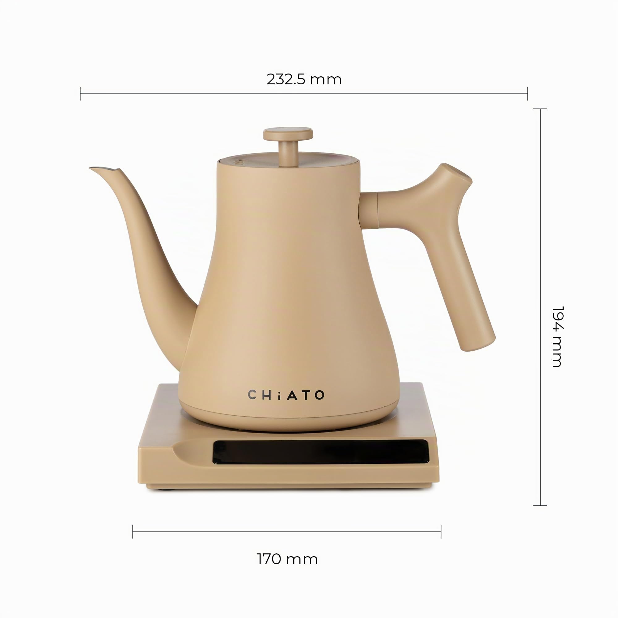 flowPLAY Wasserkocher Temperatur Einstellbar 0,6L – Kleiner Edelstahl Wasserkocher mit Warmhaltefunktion, Mini Wasserkocher Digital, Kompakt & Modern (Beige)