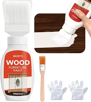 Wood Paint - 2 In 1 Touch-Up Paint for Furniture, Cabinets, Wood, No Sanding, Fast Drying, Water Based Multi Surface16Oz, Cream White