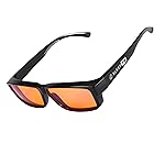 Sleep ZM Blue Light Blocking Glasses for Women + Men - Better Sleep + Anti Eye Strain Protection - Computer Screens & Gaming - Large Black Fit over - 99.9% Night-time Amber Lens