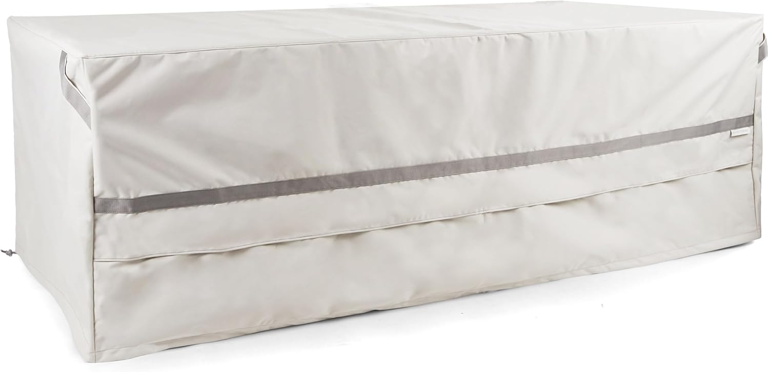 Covermates Prestige Rectangular Fire Pit Cover – Heavy-Duty Water-Resistant Outdoor Patio Protection with 900D Polyester, Mesh Air Vents, Buckle Straps & Drawcord, Rectangular 72W x 42D x 35H, Stone