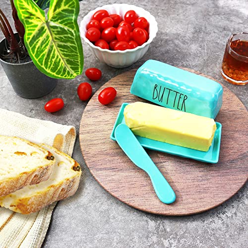 Tp Butter Dish With Lid And Knife Polished Design Melamine Butter Keeper, Butter Holder With Cover, Butter Container Holds A Standard Stick Of Butter, Dishwasher Safe (Teal) #TOP2