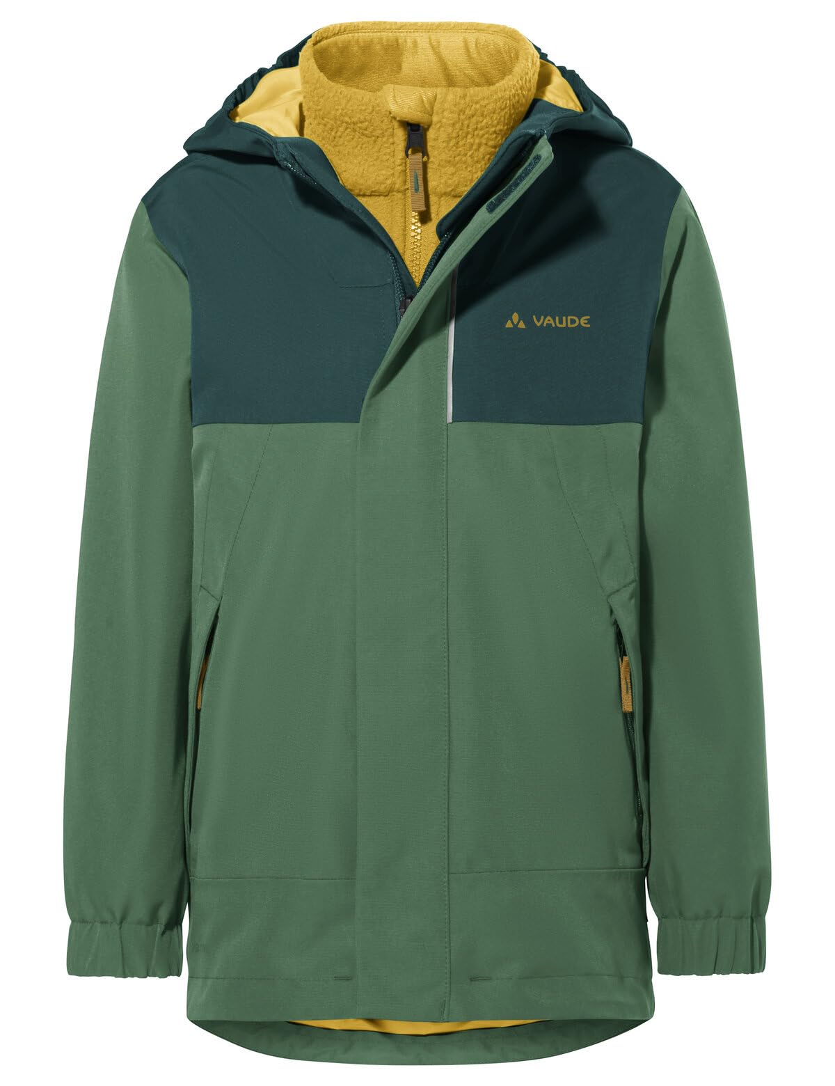 VAUDE Kinderjacke Kids Caprea 3in1 Jacket, eingezippte Fleecejacke aus kuscheligem Sherpa-Fleece, wasserdicht, winddicht und atmungsaktiv