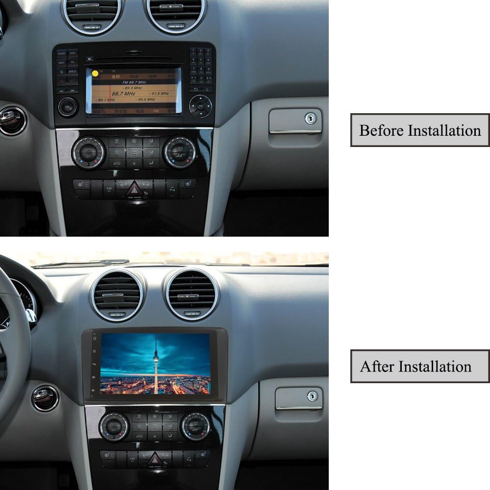 Android 7.1 Car Stereo 9" Autoradio 1 Din Head Unit RAM 2G GPS Navigation with 9 Inch Full Touchscreen for Mercedes-Benz ML Class, Mercedes-Benz GL Class (with Steering Wheel Control Buttons)