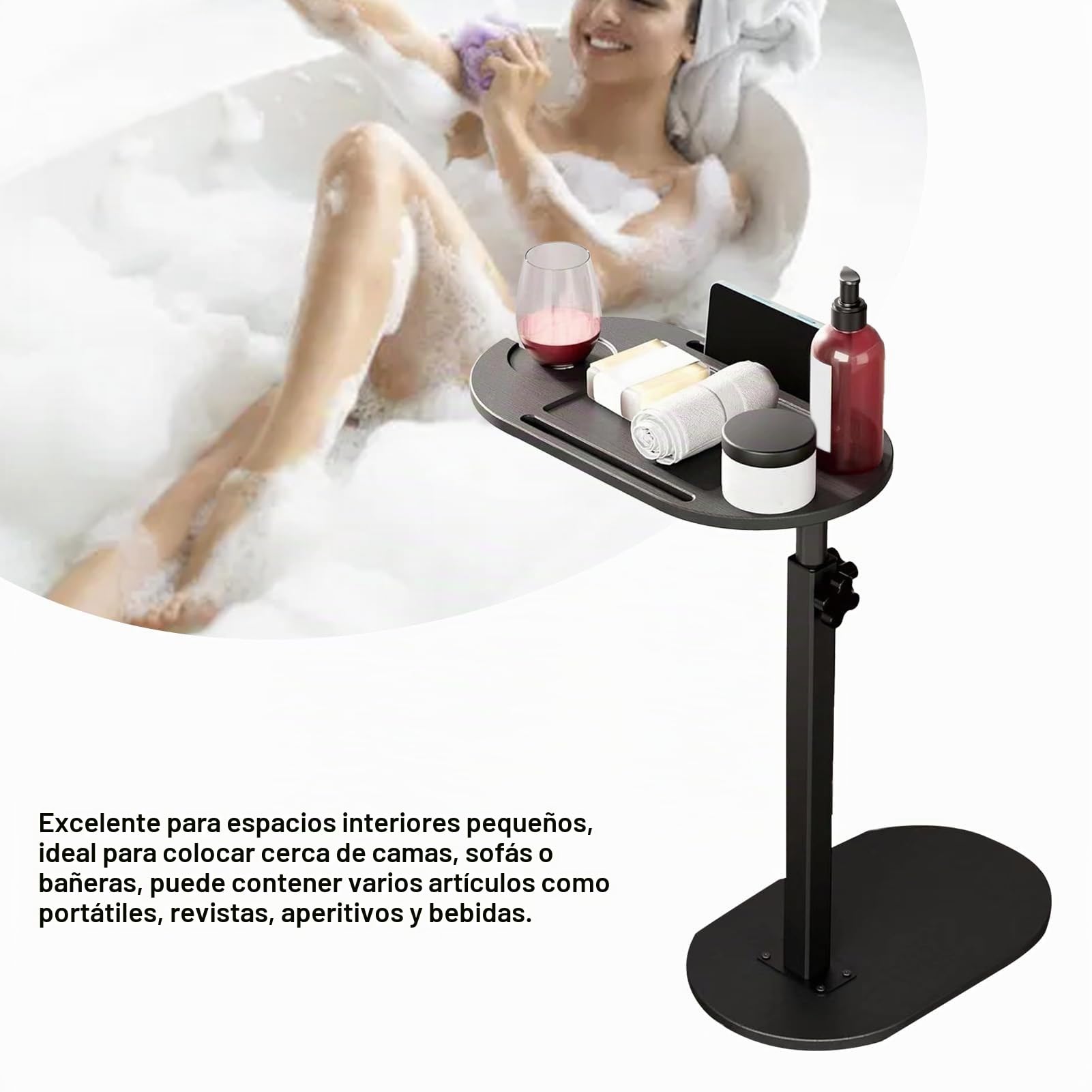 Ejoyous mesa auxiliar giratoria 360 grados para sofá, mesita de noche, mesa de cama, portátil, madera