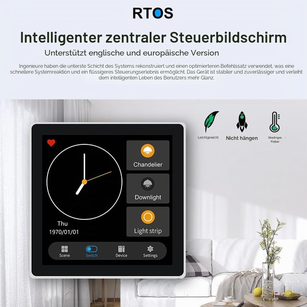 Smart Home WLAN Touch Control Panel Für Tuya, WiFi Smart Schalter Home Control Switch Panel, Home Multiple Smarthome Thermostat Smart Scene Wandschalter Für Zigbee für Lichtschalter,Thermostate usw.