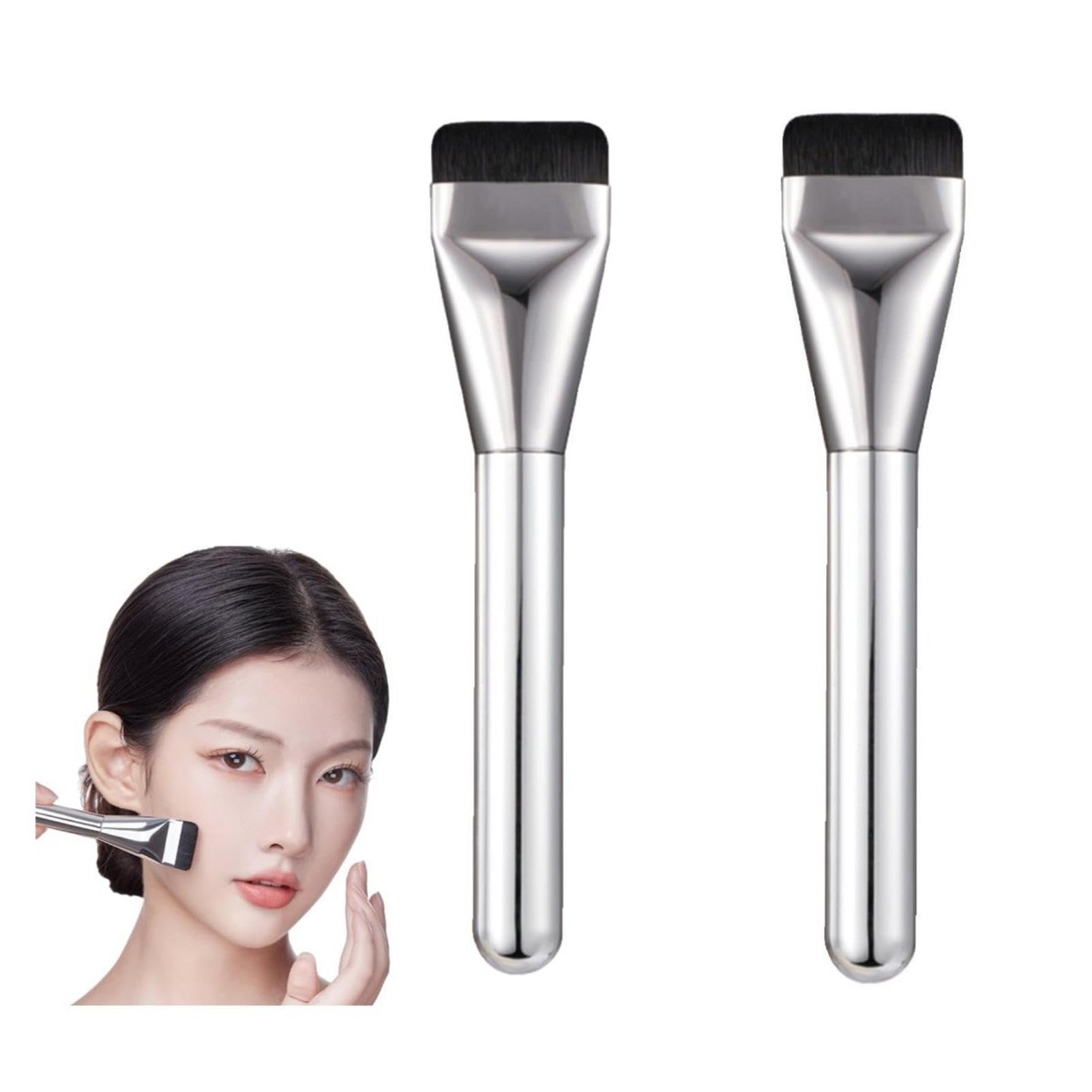 2 brochas planas para base | Brocha de base coreana para maquillaje líquido | Brocha de maquillaje corrector facial sin rastro | Herramientas ultrafinas del maquillaje los cepillos la base las cerdas