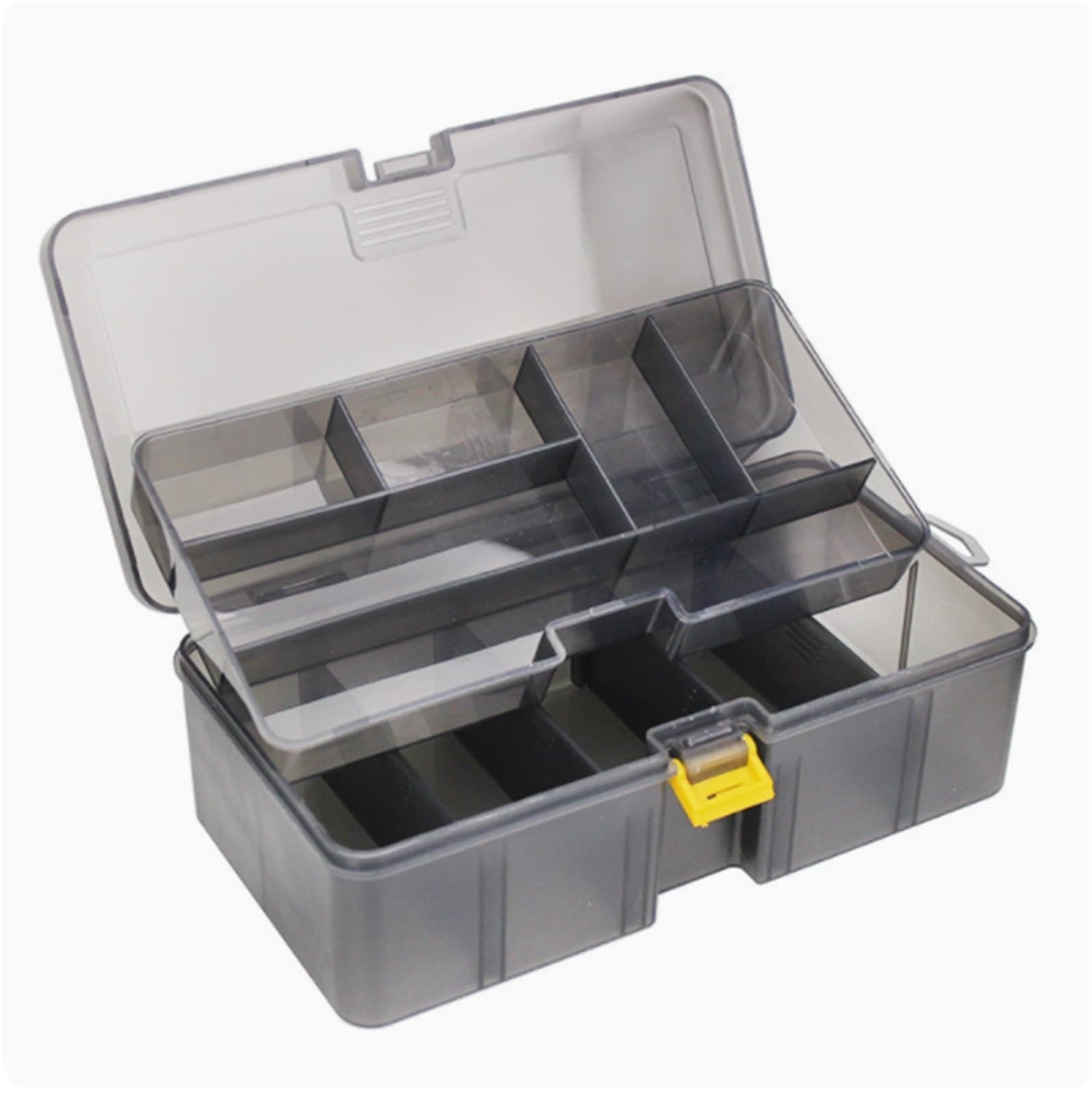 Caja de Almacenamiento de Aparejos Caja De Aparejos Pesca Con Bandeja Plegable, Divisores Ajustables, Organizador Almacenamiento Plástico Fishing Tackle Box