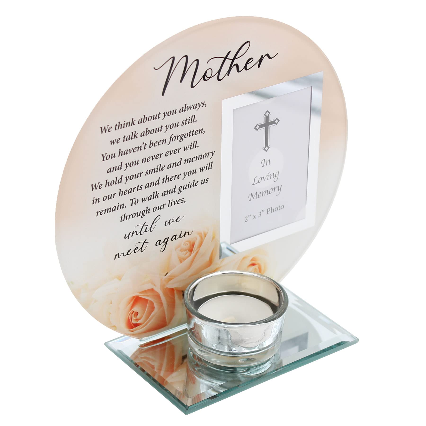 Glass Memorial Votive Tea Light Candle Holder with Photo Frame Tealight - Mother