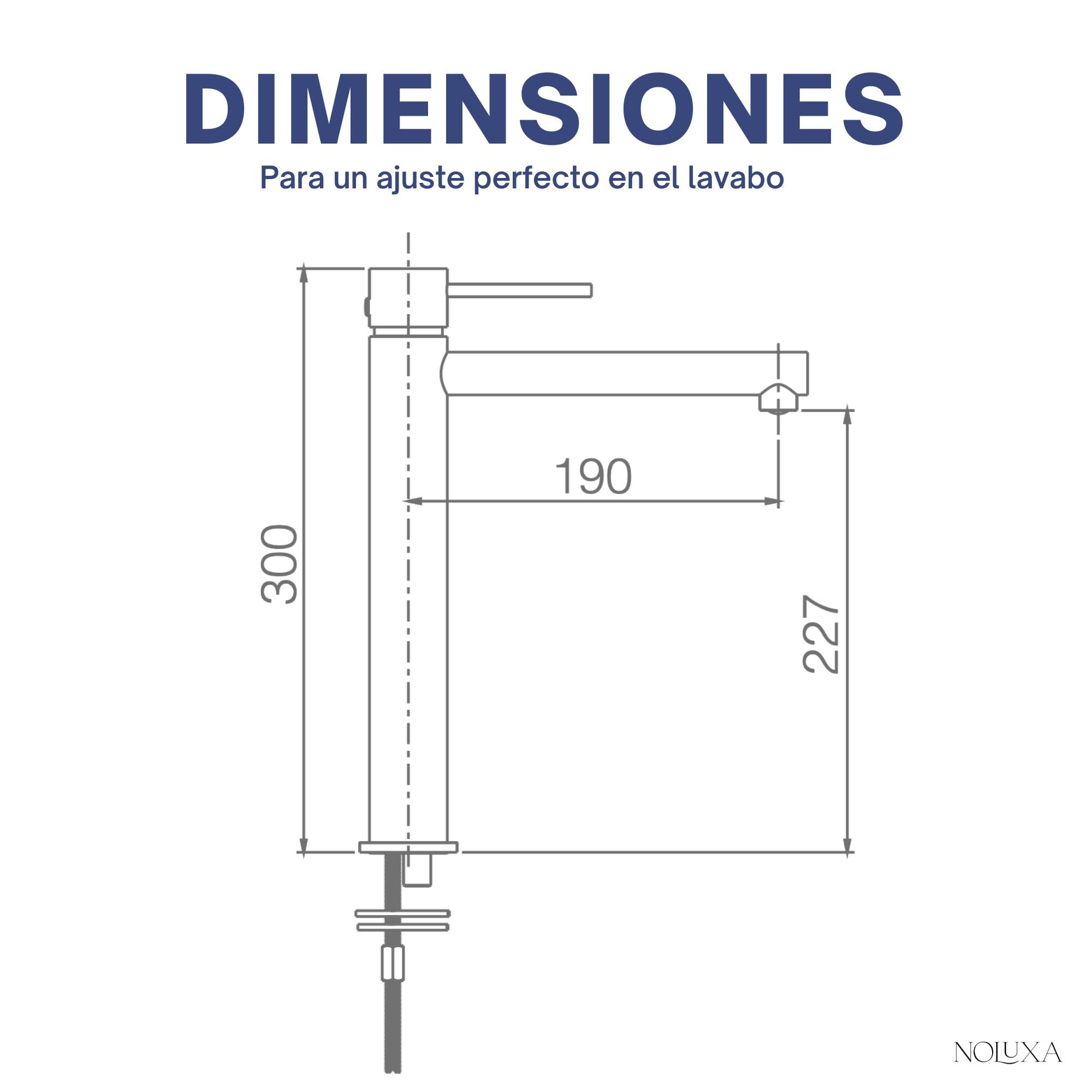 IMEX - Grifo Lavabo Negro Caño Alto | Grifo para Lavabo de Baño con Agua Fría y Caliente | Grifería Monomando Efeto Cascada con Caño de Latón | Ahorro de Agua | Serie Milos Stick | Color Negro Mate