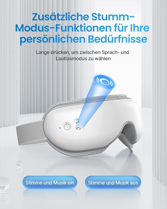 RENPHO Szemmaszírozó Készülék Hőterápiával - 5 Masszázsmód, Bluetooth Zene, Újratölthető - Szemfáradtság, Száraz Szem Enyhítésére, Alvásjaví