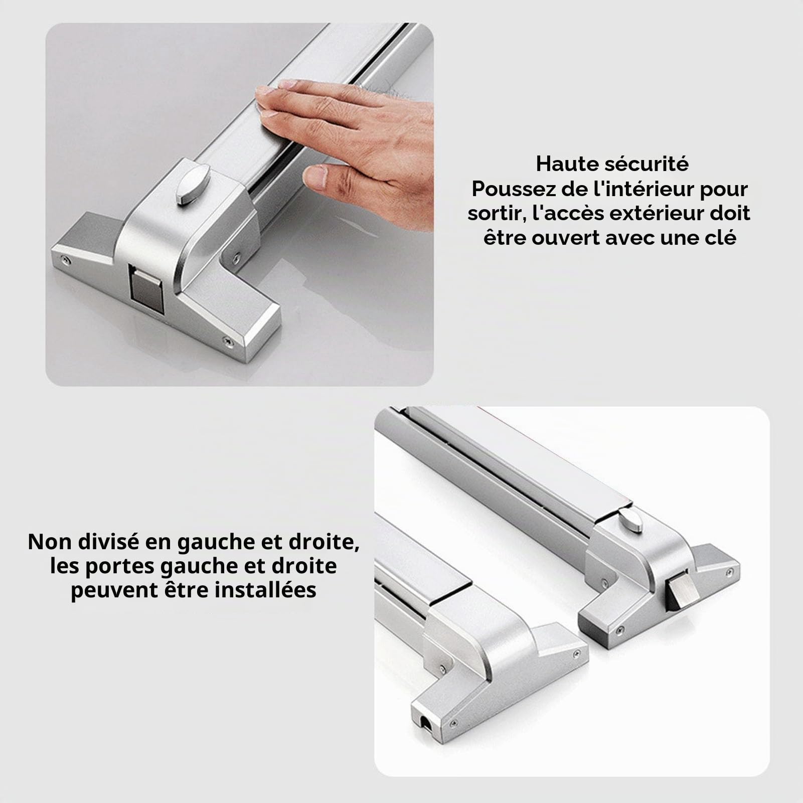 Diyeeni Barres Anti-Panique pour Porte de Sortie, Barre de Poussée Commerciale, Dispositif de Sortie de Panique, Barre de Poussée en Acier Inoxydable 304 pour Porte en Verre avec Cadre