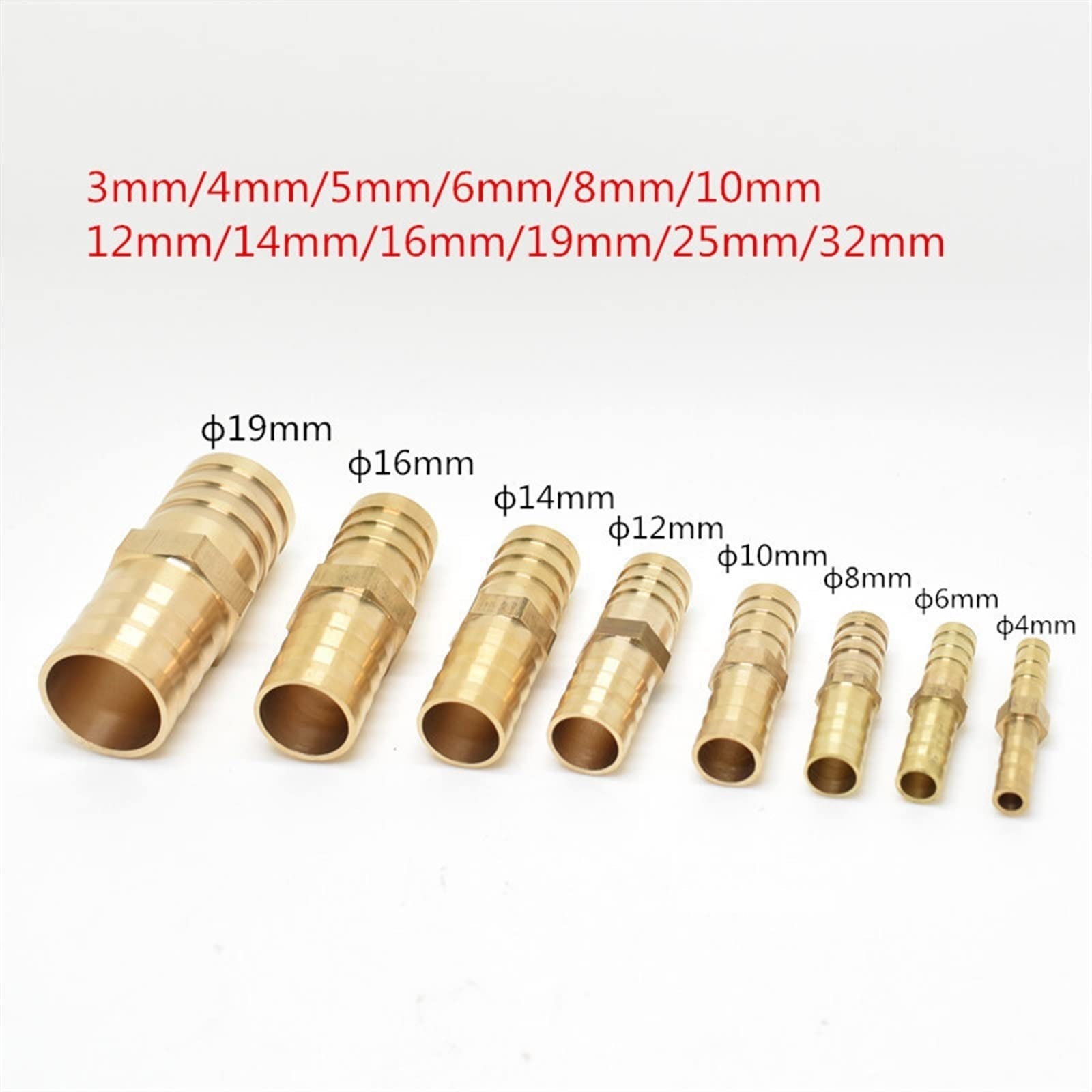 Złączki do węży, Złączki, 2 szt. Mosiężna prosta złączka do węża Równy króciec Gazowy miedziany łącznik kolczasty(32mm 32mm)
