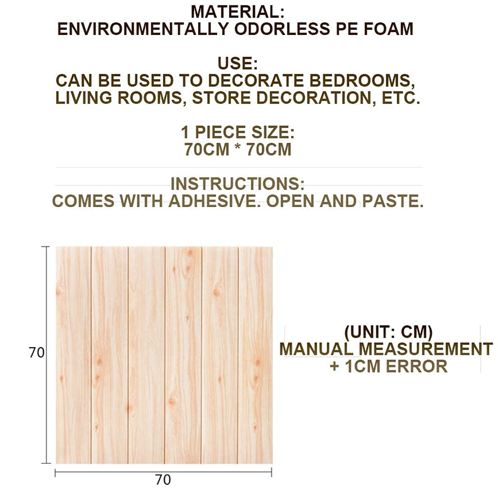 Adhesivo 3D de ladrillo para pared, panel autoadhesivo con efecto de madera para decoración de dormitorio de estilo rústico