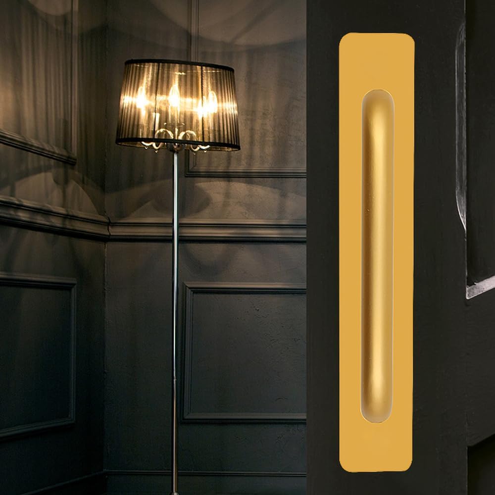 2-Pack No-Drill Aluminum Alloy Balcony Glass Sliding Door Handles，doorknobs - Perfect for Doors, Windows, Cabinets, and More，No Drilling Required，15 * 3.8cm,Gold