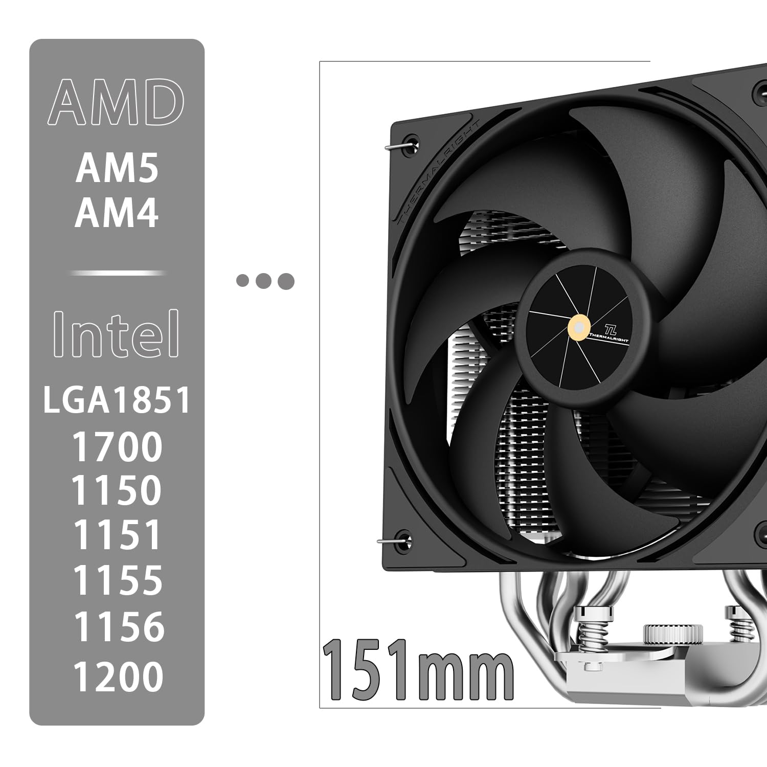 TR-Thermalright Assassin X 120 - Radiatore digitale per CPU nero, 4 x 6 mm, ventola PWM da 120 mm, 2000 RPM, per AM5/AM4, Intel lga1851/1700, colore: Nero