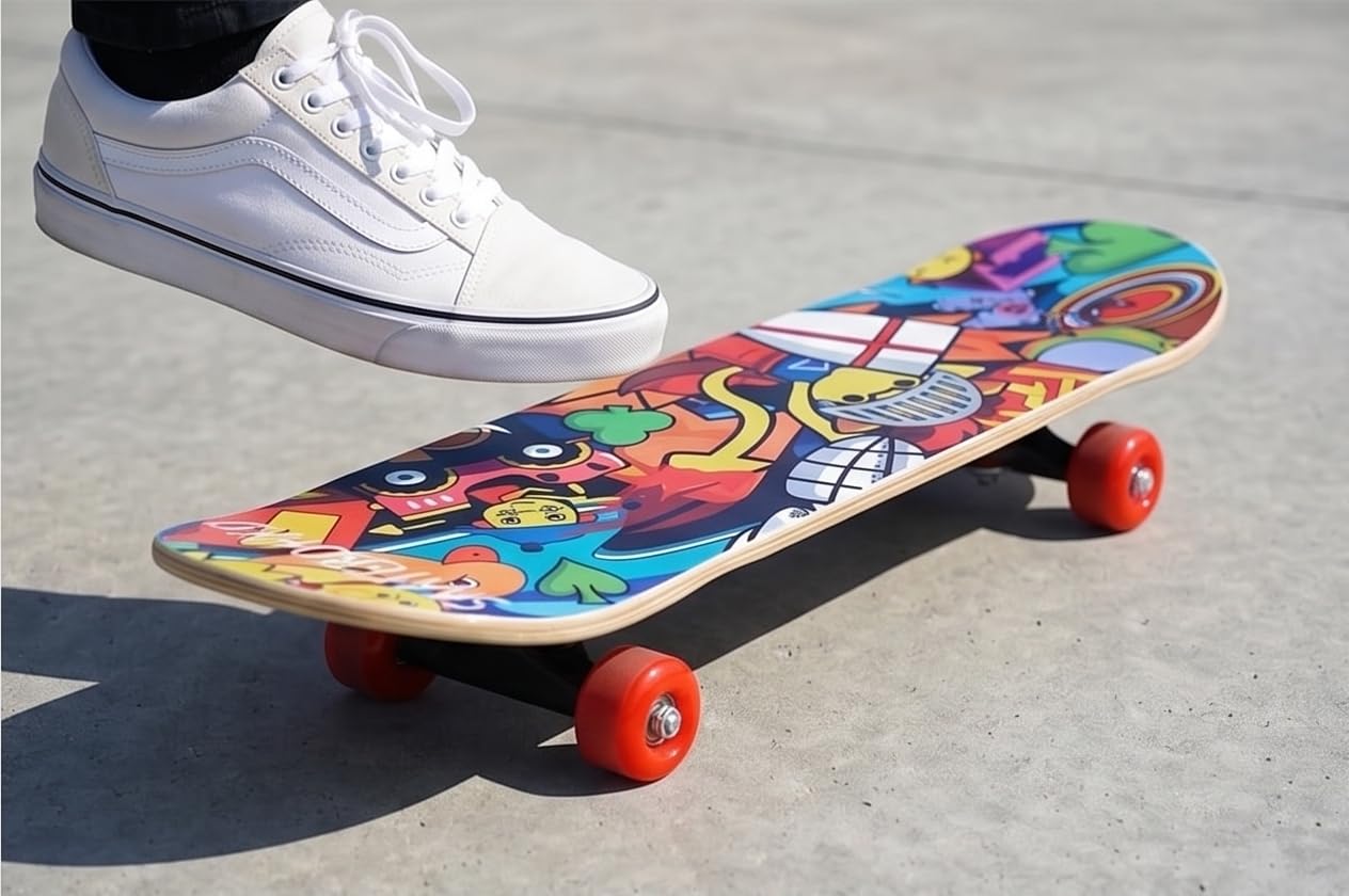 Yasamazing 7 to 20+ Years Kids to Adults Mens Beginners to Professional Rider 120 kgs Capacity 24 inch x 6 inch Size Flexible Skateboard with High Rebound Wheels (Multidesign)-image-6