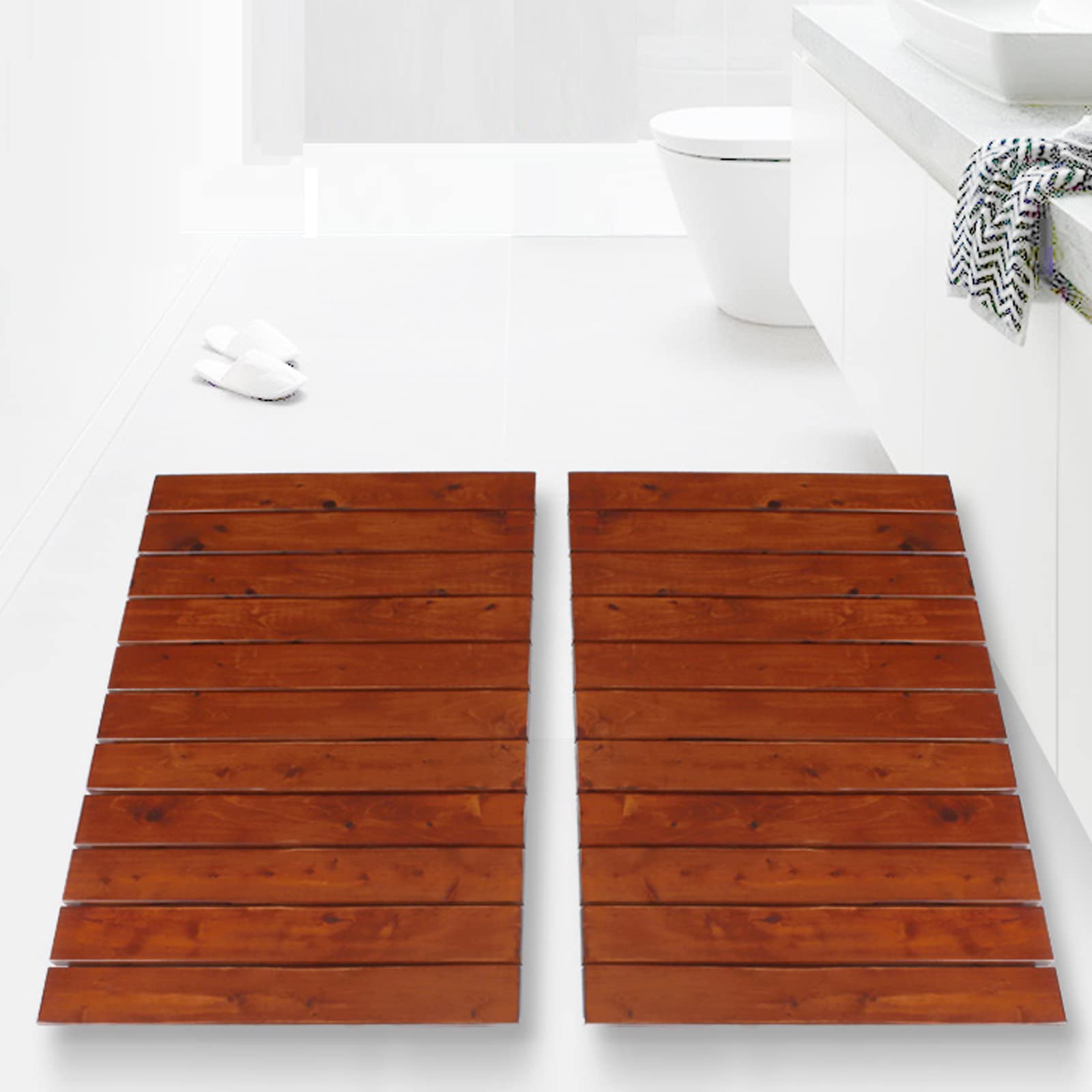 Tappetino Doccia Naturale,Pedana Doccia in Legno,Antiscivolo Pedana Doccia,Pedana Doccia Tappeto Sauna,Sgabello per Base WC,Pedana Doccia,Spa o Uso Esterno (60x30cm/24x11.8in)